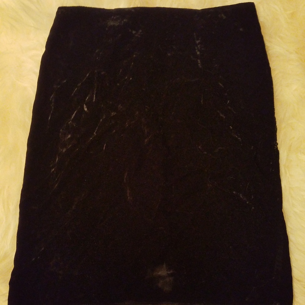 CRUSHED VELVET skirt black womens 0/2 pencil